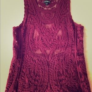 Express red lace tank